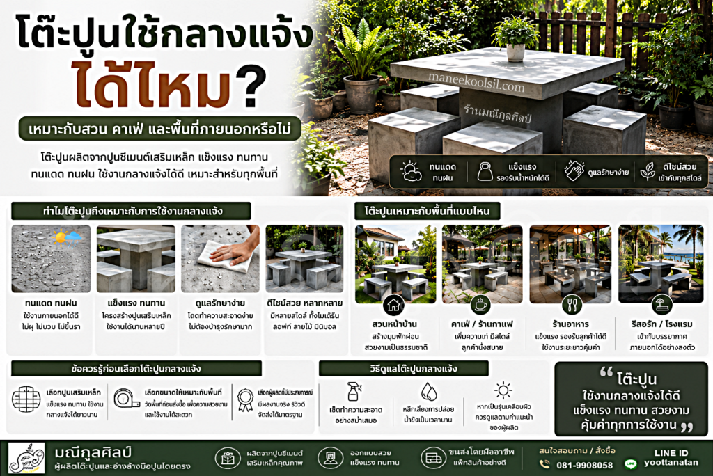 โต๊ะปูนใช้กลางแจ้งได้ไหม